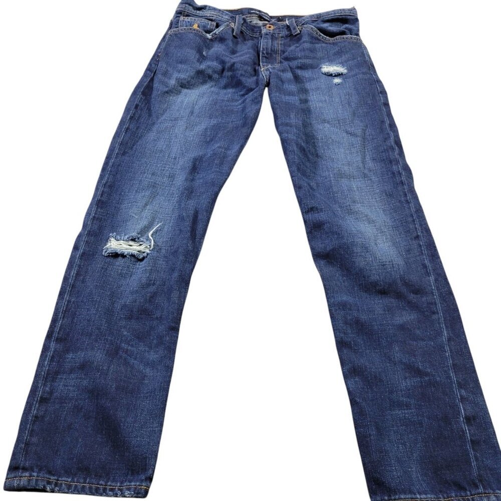Ralph Lauren Sport Jeans Womens 27 Blue Straight Distressed Dark Wash